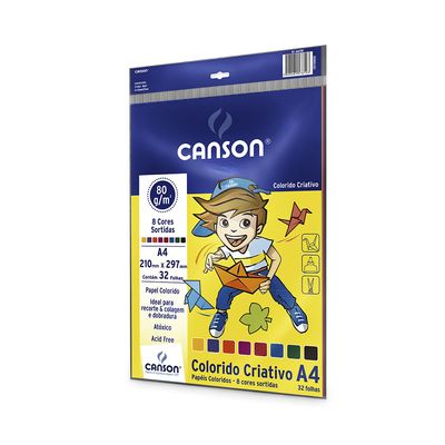 Papel Criativo Canson A4 Colors com 32 Folhas Coloridas 210x297mm 80g