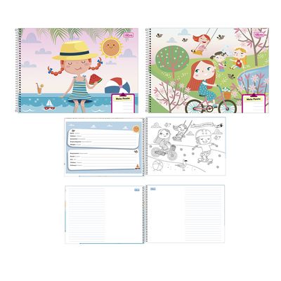 Caderno Cartografia Tilibra Espiral Capa Dura Meia Pauta Sapeca Menina 40 Folhas Capas Diversas