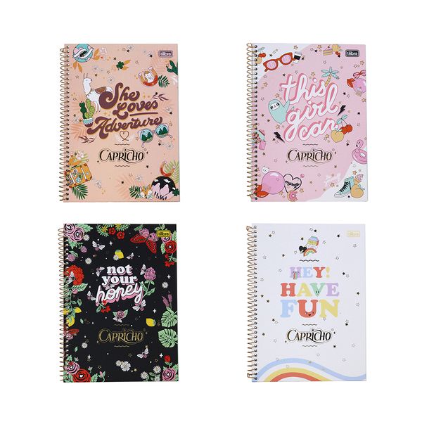 Caderno Universitário Tilibra Espiral Capa Dura Capricho 1 Matéria 80 Folhas - Item Sortido