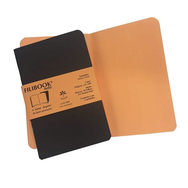 Caderneta Filibook Note sem Pauta Brochura Capa Fléxivel Café Lumi Laranja 30 Folhas14x9cm
