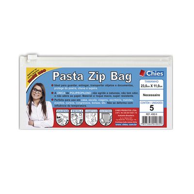 Pasta Zip Bag Chies Necessarie com 05 Unidades Cristal 23x11cm