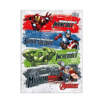 Caderno Universitário Tilibra Brochura Capa Dura Avengers 1 Matéria 80 Folhas Capas Diversas
