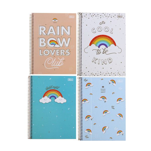 Caderno Universitário Tilibra Espiral Capa Dura Rainbow 1 Matéria Capas Diversas - Item Sortido