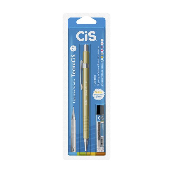 Lapiseira Técnica Cis Ouro 0.7mm com Mina Refil 0.7mm
