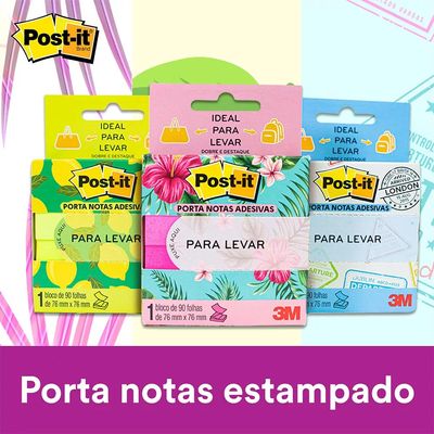 Bloco Adesivo Post It 3M com Porta Notas para Levar 76x76mm 90 Folhas