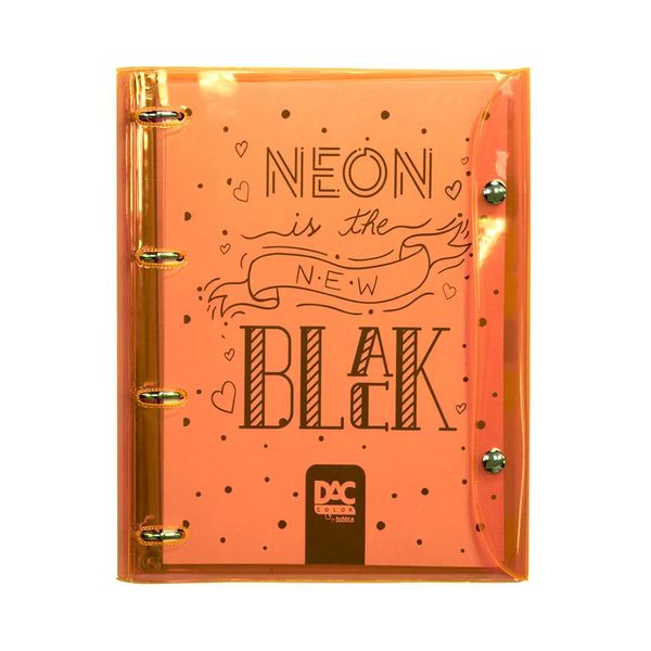Caderno Universitário Dac Argolado Capa Flexível Plástica Bubble Neon Laranja 192 Folhas