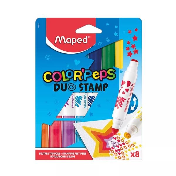 Hidrocor Maped Color Peps Duo Carimbo com 8 Cores