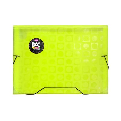 Pasta Sanfonada Dac A4 Bubble Neon Amarelo com 12 Divisórias 23x33,2cm