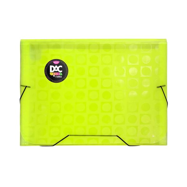Pasta Sanfonada Dac A4 Bubble Neon Amarelo com 12 Divisórias 23x33,2cm