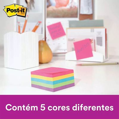 Bloco Adesivo Post It 3M Cubo Tropical 76x76mm 450 Folhas