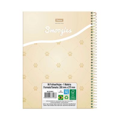 Caderno Universitário Foroni Smoogies Pets 1 Matéria 80 Folhas Capas Diversas - Item Sortido