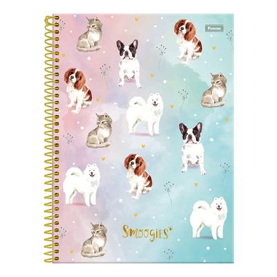 Caderno Universitário Foroni Smoogies Pets 1 Matéria 80 Folhas Capas Diversas - Item Sortido