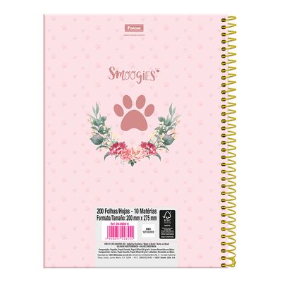 Caderno Universitário Foroni Smoogies Pets 1 Matéria 80 Folhas Capas Diversas - Item Sortido