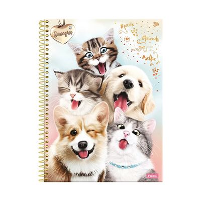 Caderno Universitário Foroni Smoogies Pets 1 Matéria 80 Folhas Capas Diversas - Item Sortido