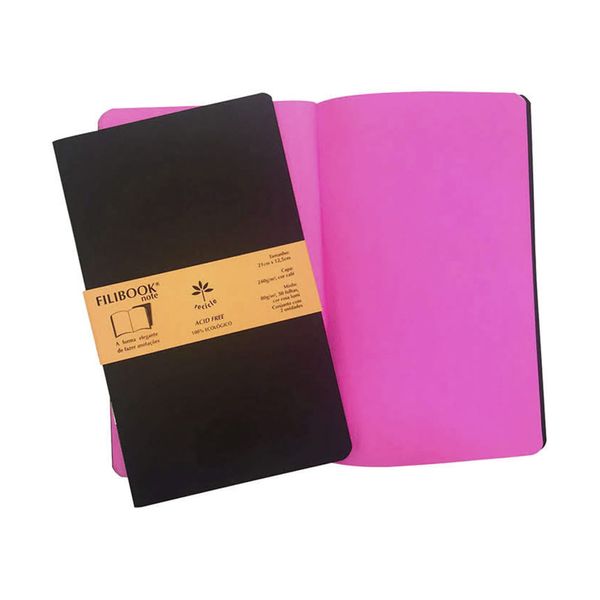 Caderneta Filibook Note sem Pauta Brochura Capa Fléxivel Café Lumi Rosa 30 Folhas 21x12cm