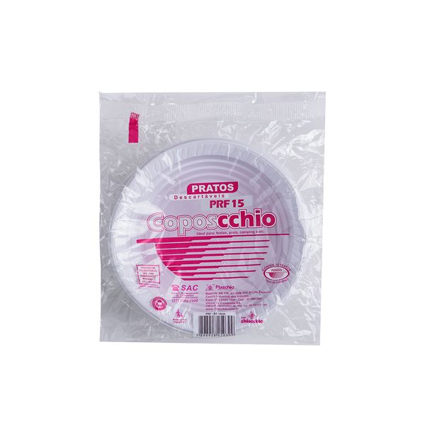 Prato Descartável Coposcchio Nº15 com 10 Unidades Branco Prato Descartável Coposcchio Nº15 com 10 Unidades Branco