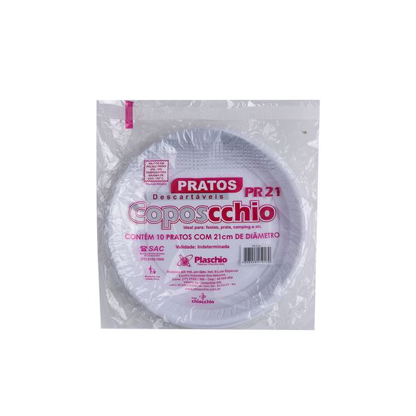 Prato Descartável Coposcchio Nº21 com 10 Unidades Branco Prato Descartável Coposcchio Nº21 com 10 Unidades Branco