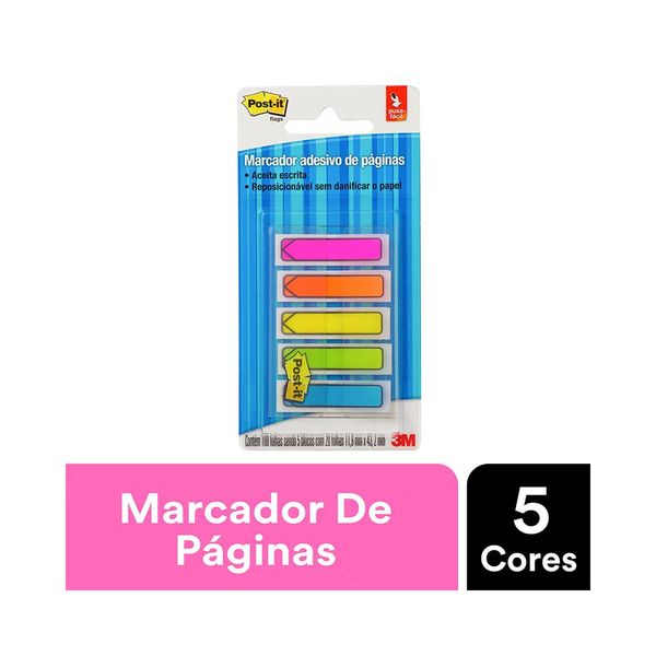 Bloco Adesivo Post It 3M Flag com 11,9x43,2mm com 5 Unidades 100 Folhas Bloco Adesivo Post It 3M Flag com 11,9x43,2mm com 5 Unidades 100 Folhas