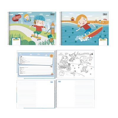 Caderno Cartografia Tilibra Espiral Capa Dura Meia Pauta Sapeca Menino 40 Folhas Capas Diversas