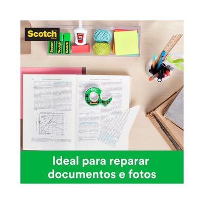 Fita Adesiva Mágica Scoth 3M 12mmx10m com 2 Rolos e Dispensador