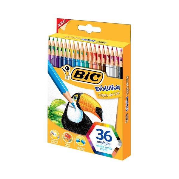 Lápis de Cor Bic Evolution Sextavado com 36 Cores