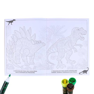 Livro Infantil Dcl Super Color para Ler e Colorir Pack Dinossauros