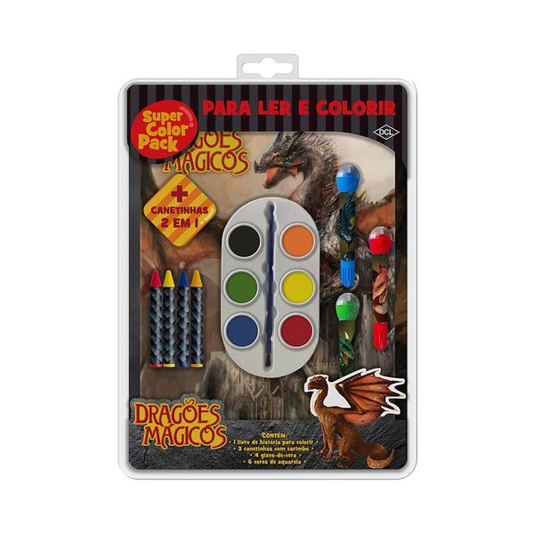 Livro Infantil Dcl Super Color para Ler e Colorir Pack Dragões Livro Infantil Dcl Super Color para Ler e Colorir Pack Dragões