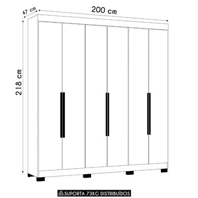 Guarda Roupa Casal 200cm 6 Portas Viny A02 Cinamomo - Mpozenato