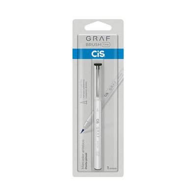 Marcador Artístico Cis Grafia Brush Fine Ponta Pincel Preto