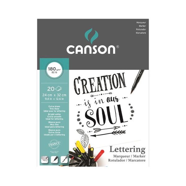 Bloco Artístico A4 Canson Creation Marker Lettering com 20 folhas 24x32cm 180g Bloco Artístico A4 Canson Creation Marker Lettering com 20 folhas 24x32cm 180g