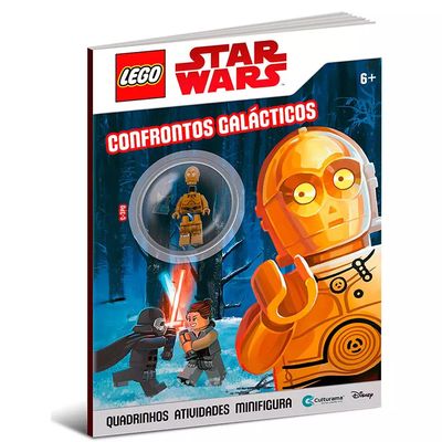 Livro Infantil Culturama Star Wars Confrontos Galácticos com Brinquedo Miniatura