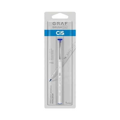 Marcador Artístico Cis Grafia Brush Fine Ponta Pincel Azul Royal