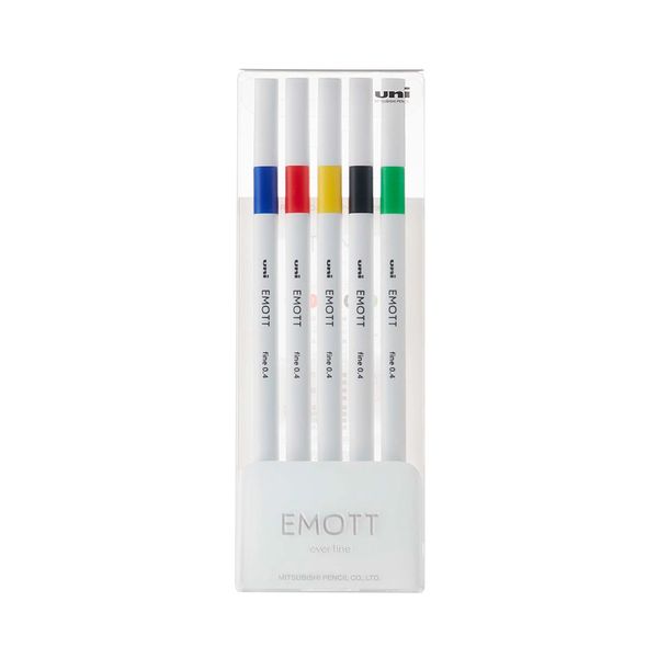 Caneta Hidrográfica Uniball Emott Fine Extra Fina Coleção Vivid Colors 0.4mm com 5 unidades