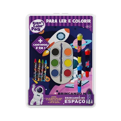 Livro Infantil Dcl Super Color Pack para Ler e Colorir Espacial
