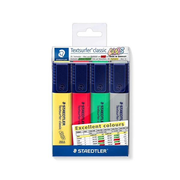 Marcador de Texto Staedtler Textsurfer Classic Colors com 04 Unidades