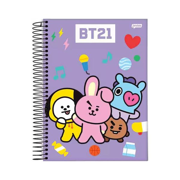 Caderno Universitário Jandaia Espiral Capa Dura BT21 10 Matérias 160 Folhas - Item Sortido