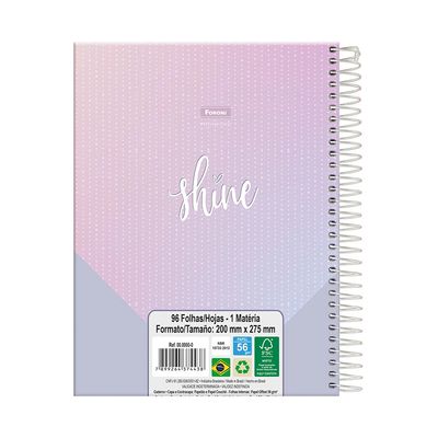 Caderno College Foroni Espiral Shine 1 Matéria 80 Folhas - Item Sortido