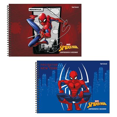 Caderno Cartografia Espiral Starschool São Domingos Spider Man 80 Folhas