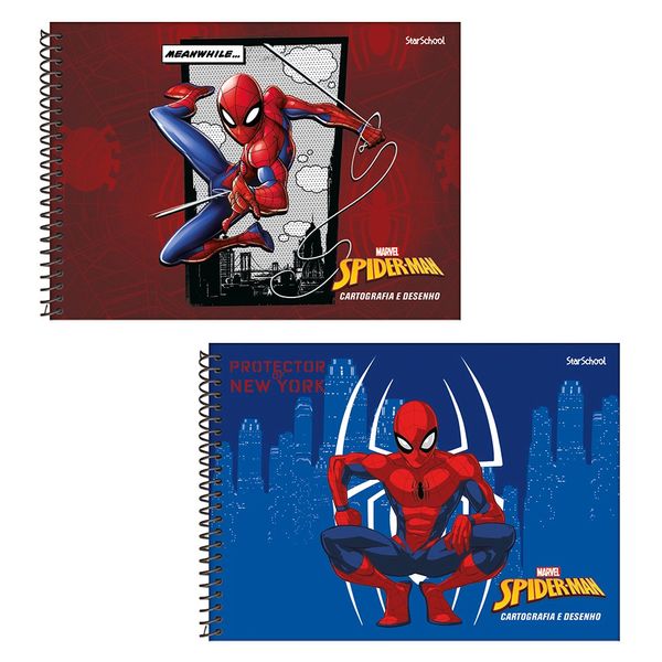 Caderno Cartografia Espiral Starschool São Domingos Spider Man 80 Folhas