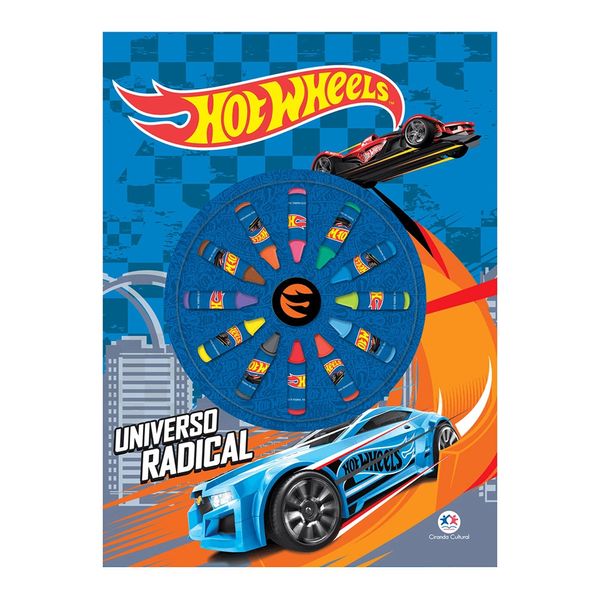 Livro Universo Radical Hot Wheels Ciranda Cultural com Giz de Cera 16 Páginas