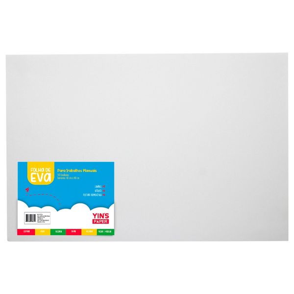 Folha de Eva Yins Paper Branca com Glitter 10 Unidades 40x48x0,15cm