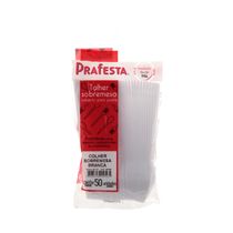 Colher de Plástico Prafesta para Sobremesa com 50 Unidades Branca