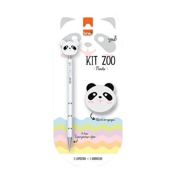 Kit Escrita Brw Zoo Panda com Lapiseira 0.7mm e Borracha Kit Escrita Brw Zoo Panda com Lapiseira 0.7mm e Borracha