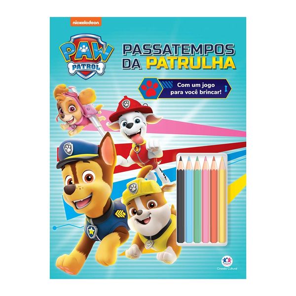 Livro Infantil Ciranda Cultural Passatempos com Lápis de Cor Patrulha Canina