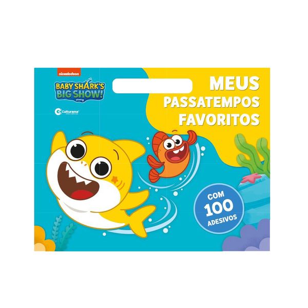 Livro Infantil Meus Passatempos Favoritos Culturama Baby Shark Big Show com Adesivos Livro Infantil Meus Passatempos Favoritos Culturama Baby Shark Big Show com Adesivos