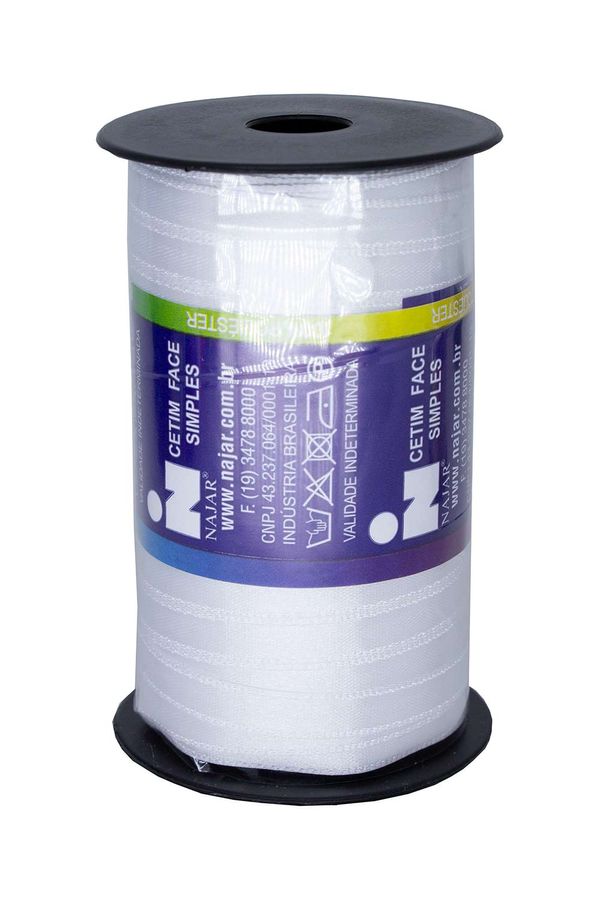 Fita de Cetim Nº01 7mm Carretel com 100m Branca