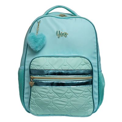 Mochila Juvenil Yins Corações PomPom Tons Claros 17" - Item Sortido
