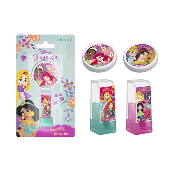 Kit Apontador + Borracha São Domingos Starschool  isney Princesas