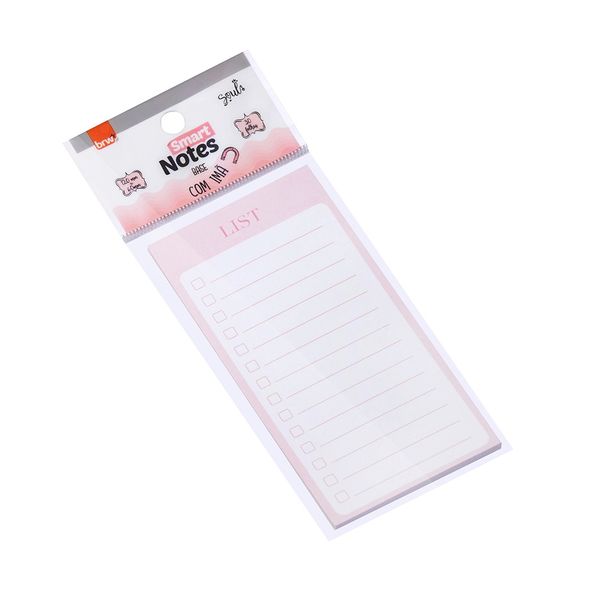 Bloco Adesivo Pautado BRW Smart Notes Rosa com Íma 30 Folhas 60x120mm