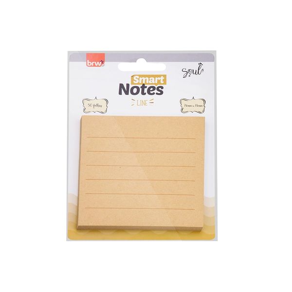 Bloco Adesivo Pautado BRW Smart Notes Kraft com 50 Folhas 76x76mm